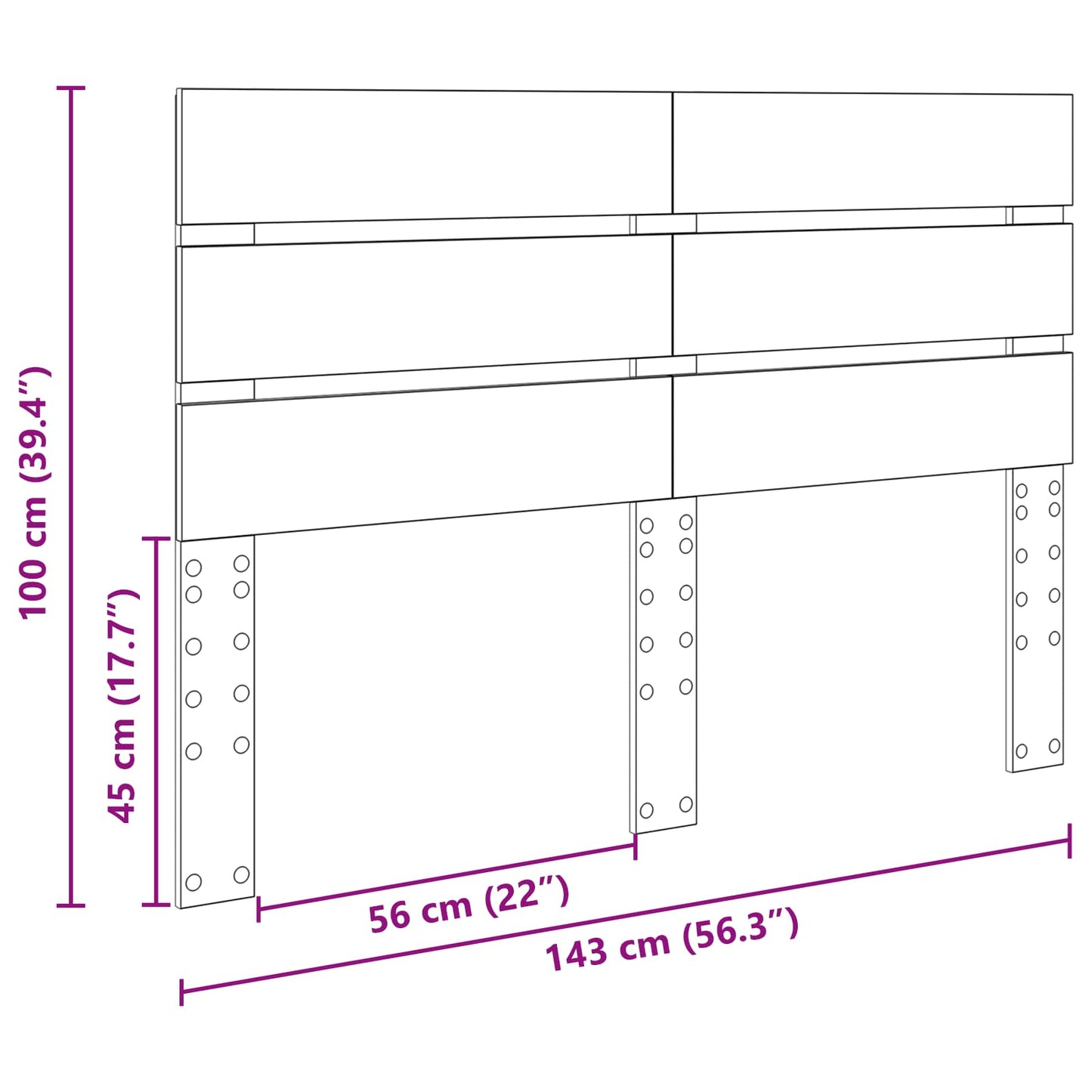 vidaXL Tête de lit Noir aspect chêne 140 cm Bois d'ingénierie