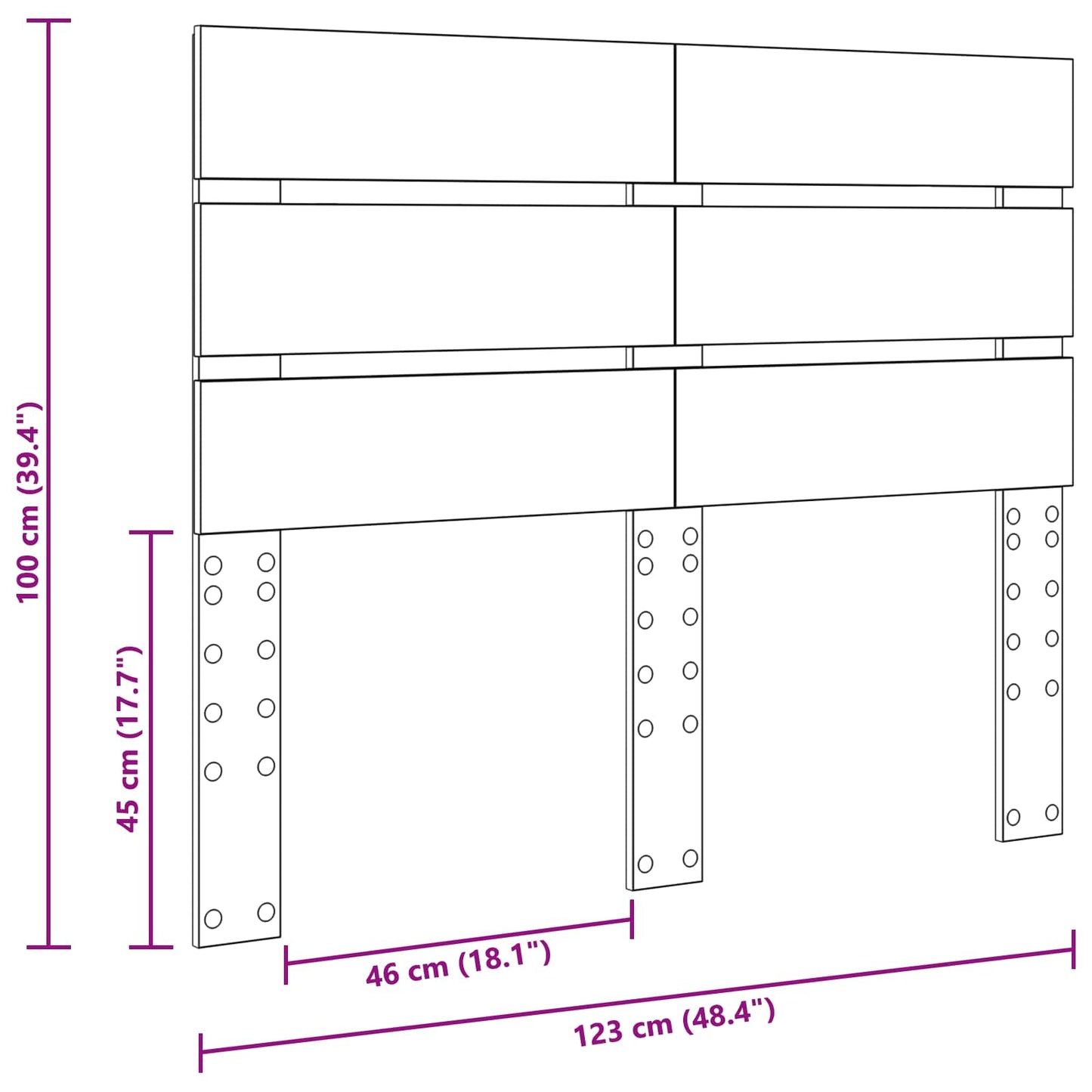 vidaXL Kopfteil Schwarz Eichen-Optik 120 cm Holzwerkstoff