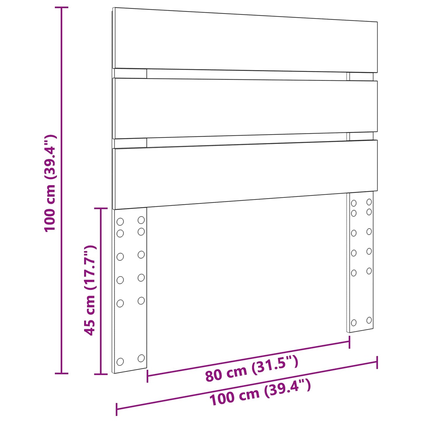 Kopfteil Altholz 100 cm Holzwerkstoff