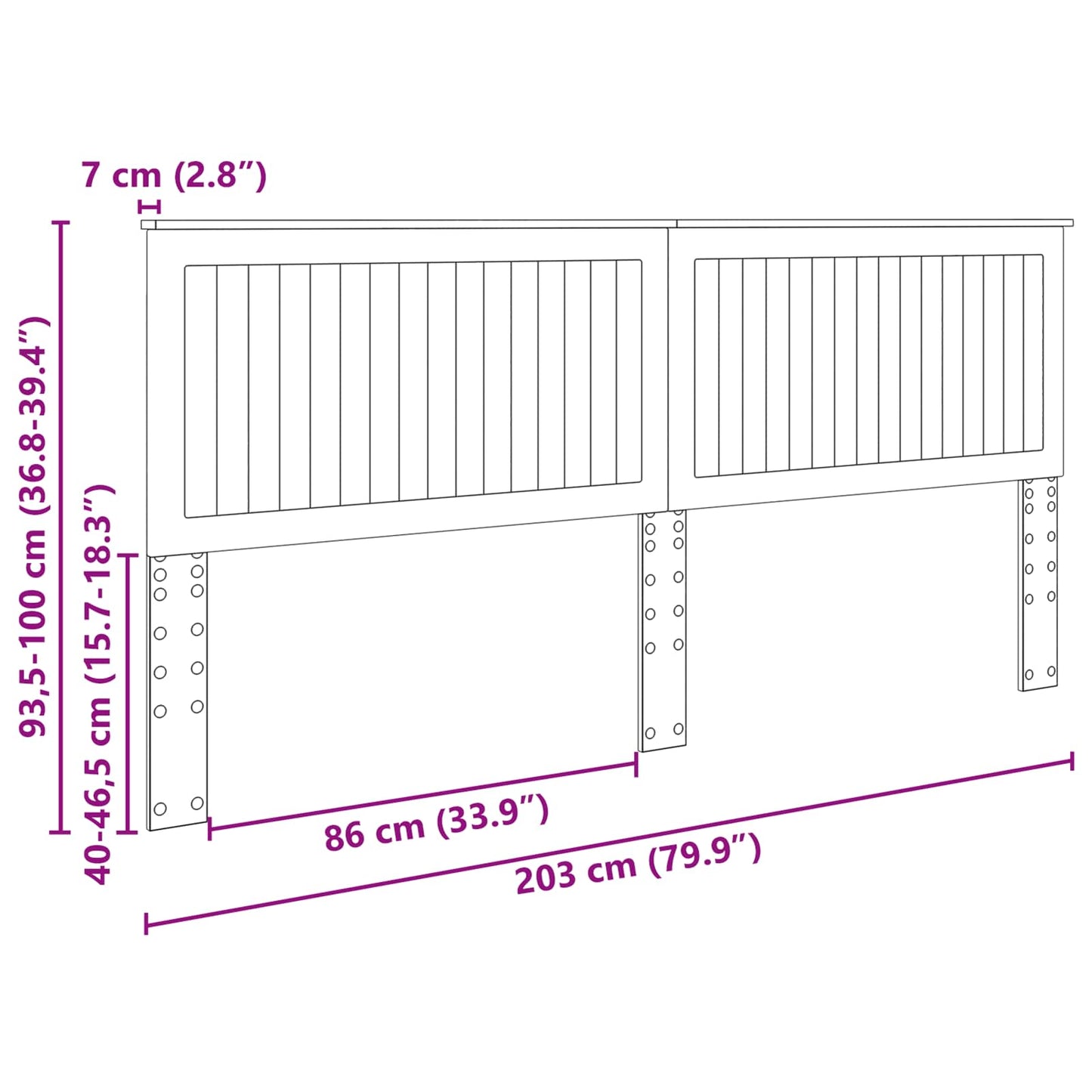 Kopfteil mit Kopfteil Braun Eichen-Optik 200 cm Holzwerkstoff