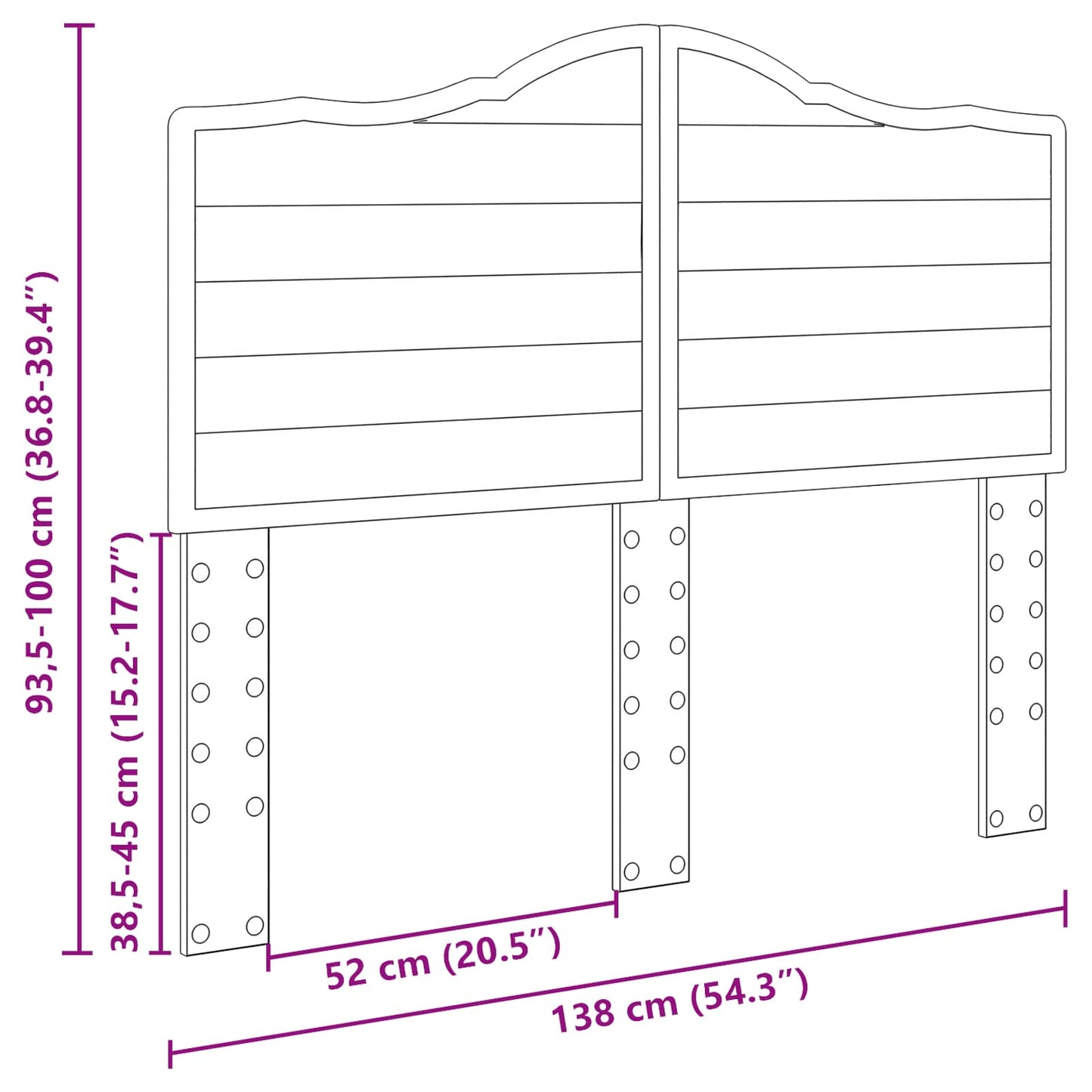 Kopfteil Beton Grau 135 cm Holzwerkstoff