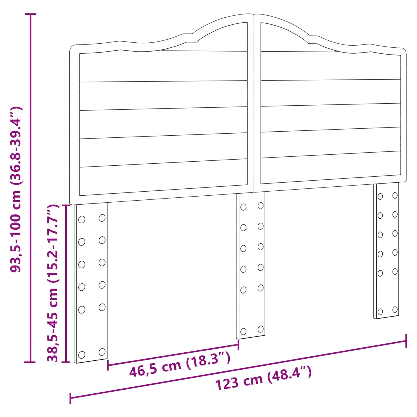 Kopfteil Altholz 120 cm Holzwerkstoff