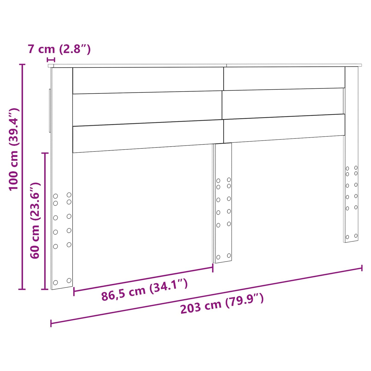 vidaXL Kopfteil Sonoma-Eiche 200 cm Holzwerkstoff