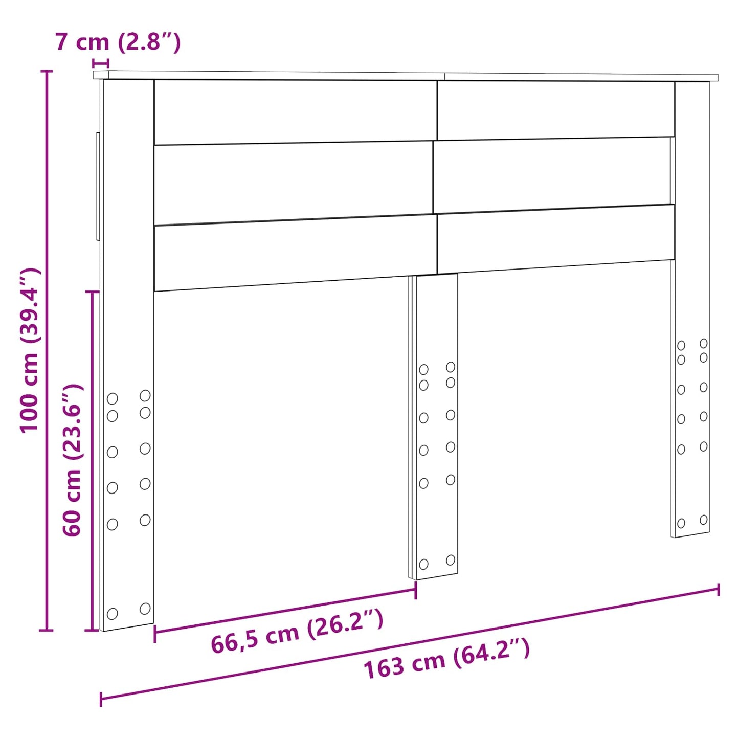 Kopfteil Altholz 160 cm Holzwerkstoff