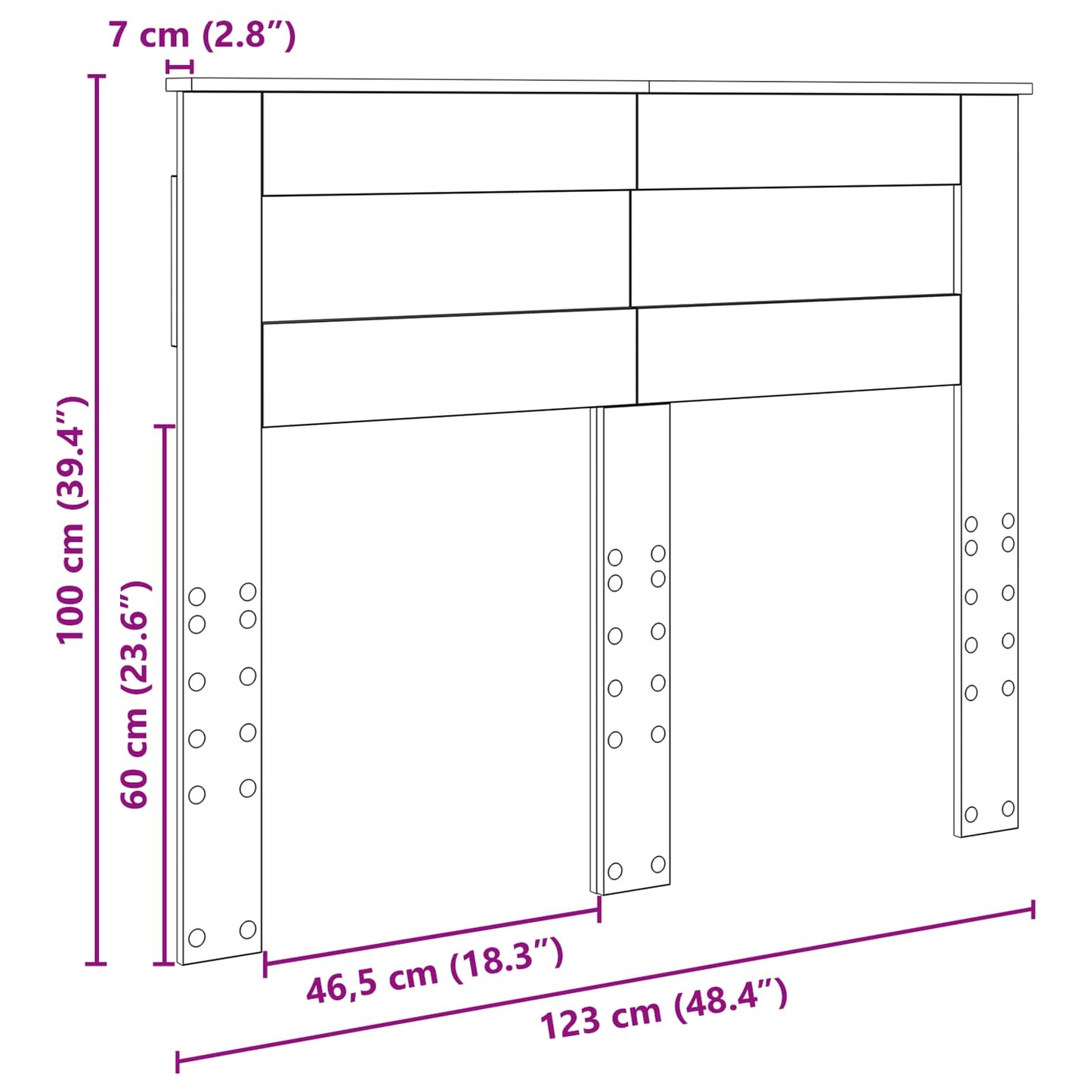 Kopfteil Schwarz Eichen-Optik 120 cm Holzwerkstoff