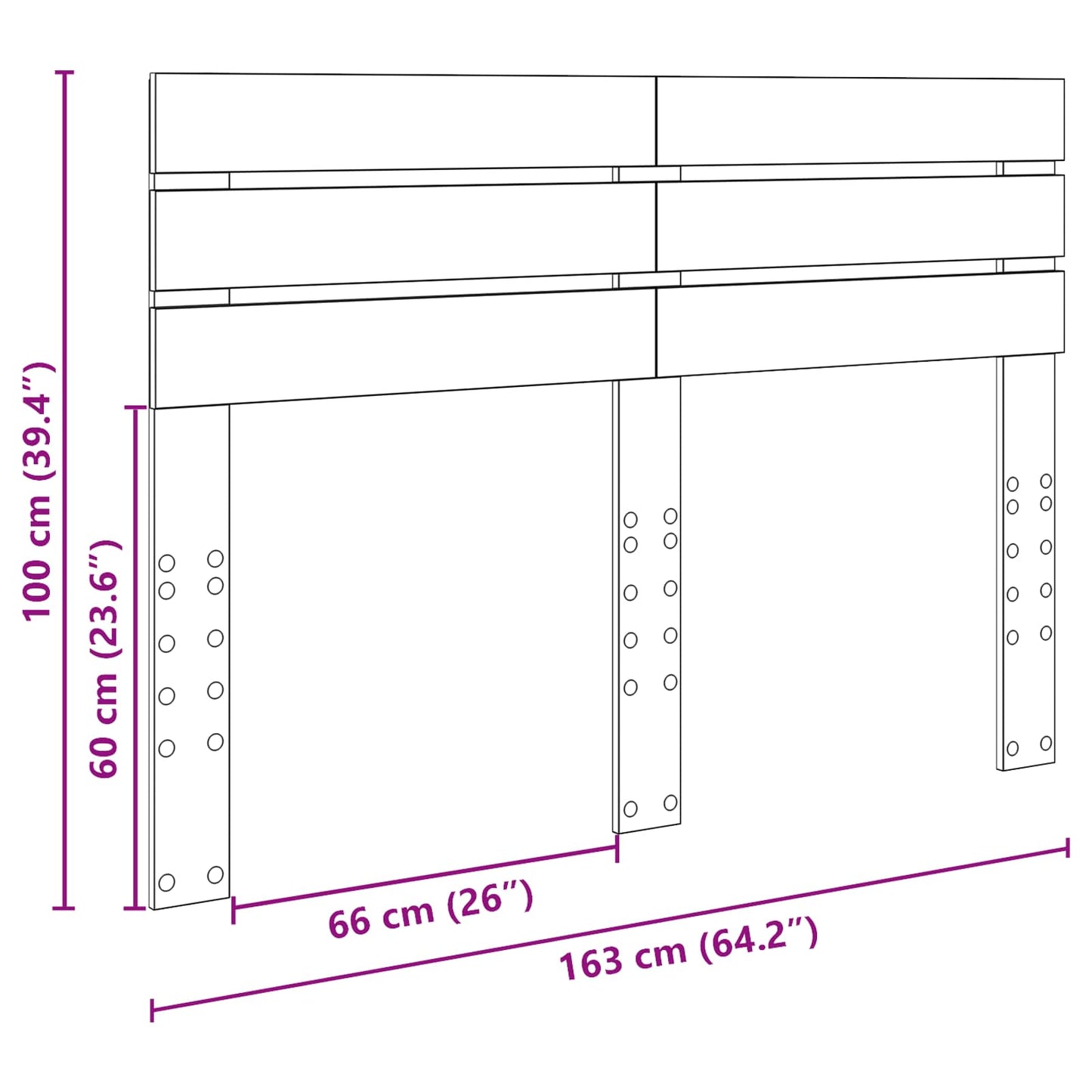 vidaXL Kopfteil Schwarz Eichen-Optik 160 cm Holzwerkstoff