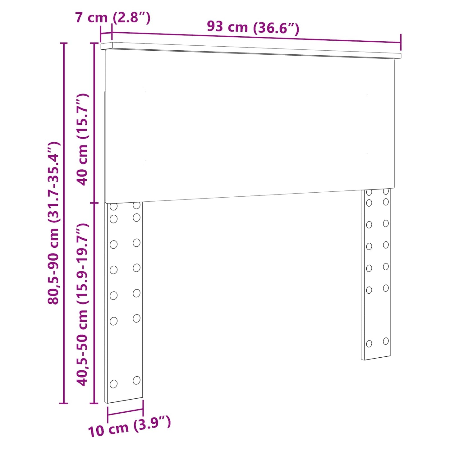 vidaXL Kopfteil Geräucherte Eiche 90 cm Holzwerkstoff