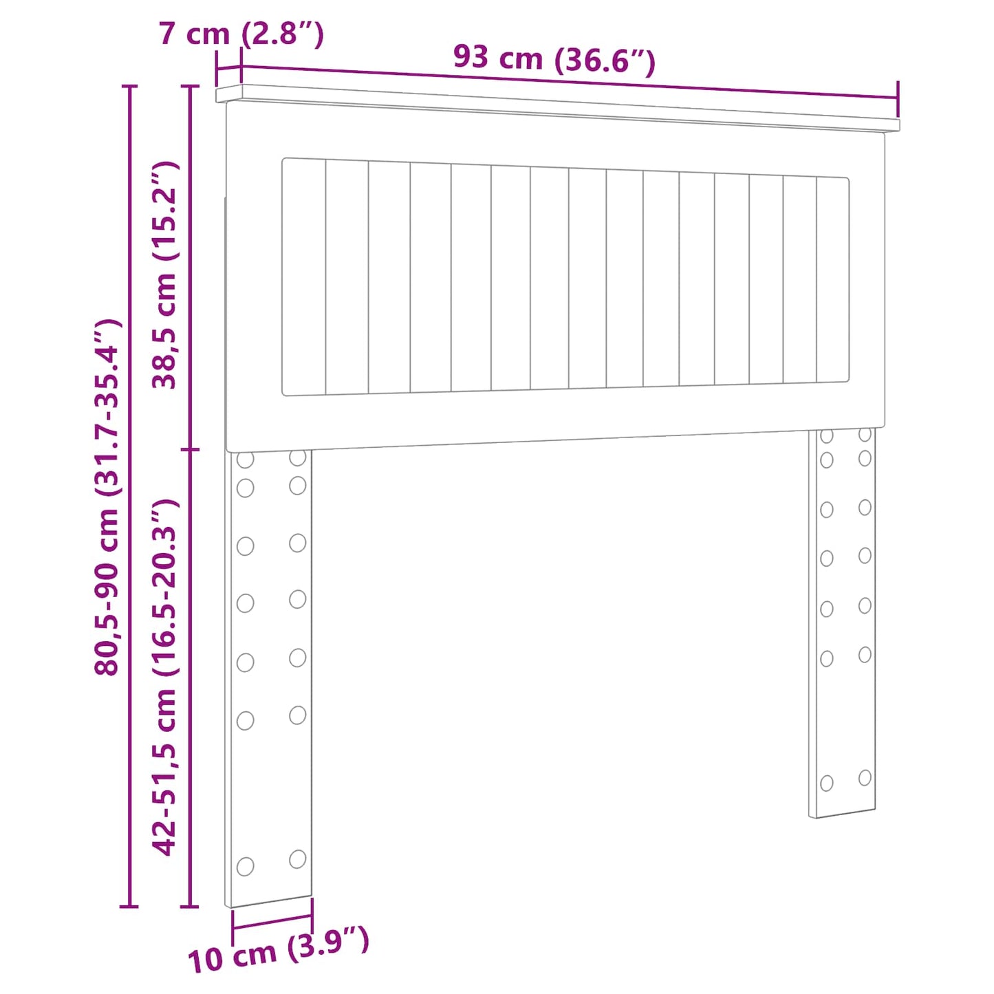 vidaXL Kopfteil Schwarz Eichen-Optik 90 cm Holzwerkstoff