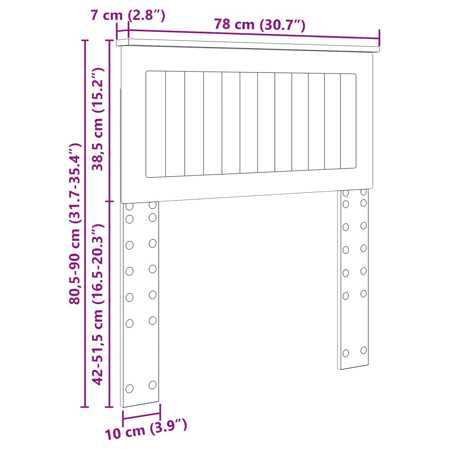 Kopfteil Altholz 75 cm Holzwerkstoff