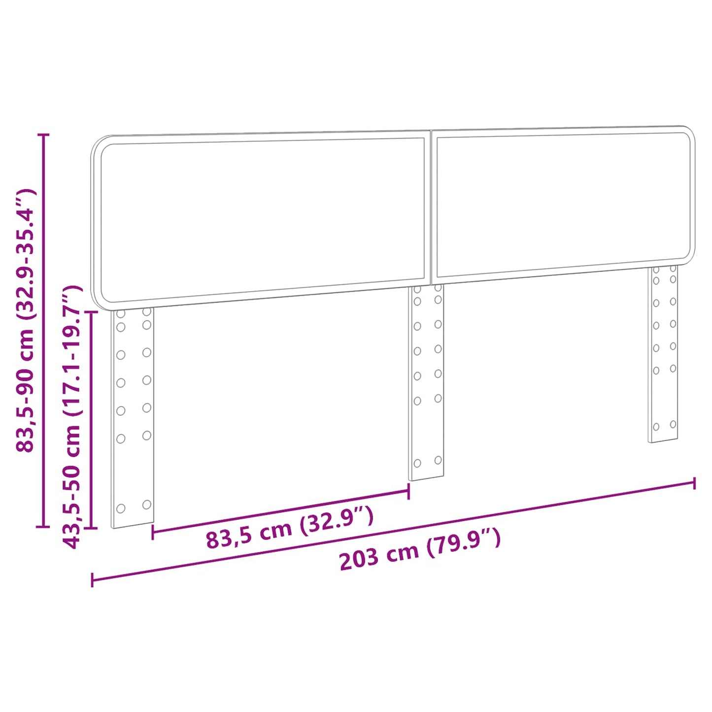 vidaXL Kopfteil Weiß 200 cm Holzwerkstoff