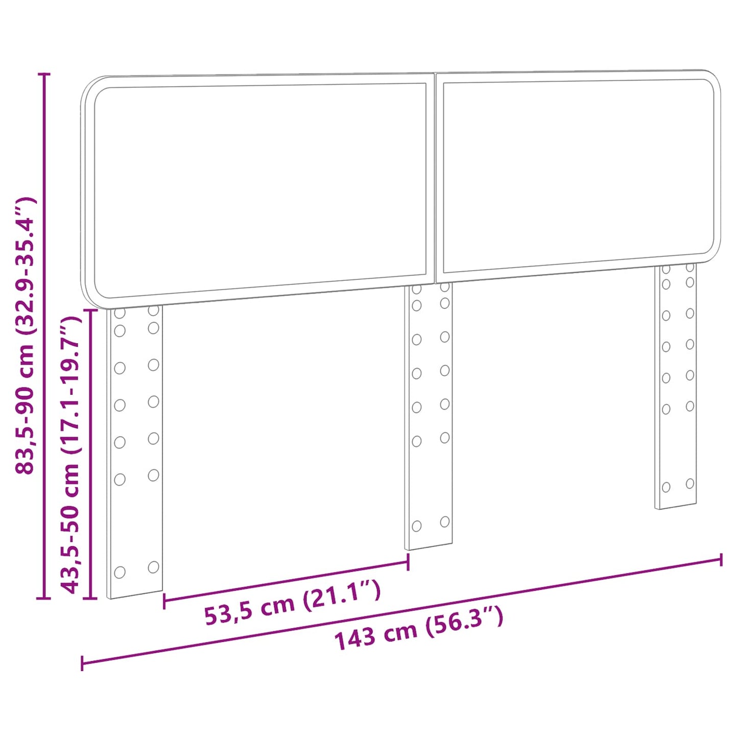 Kopfteil Graues Sonoma 140 cm Holzwerkstoff