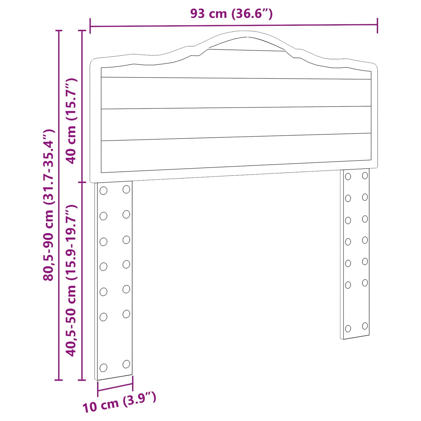 vidaXL Kopfteil Schwarz Eichen-Optik 90 cm Holzwerkstoff