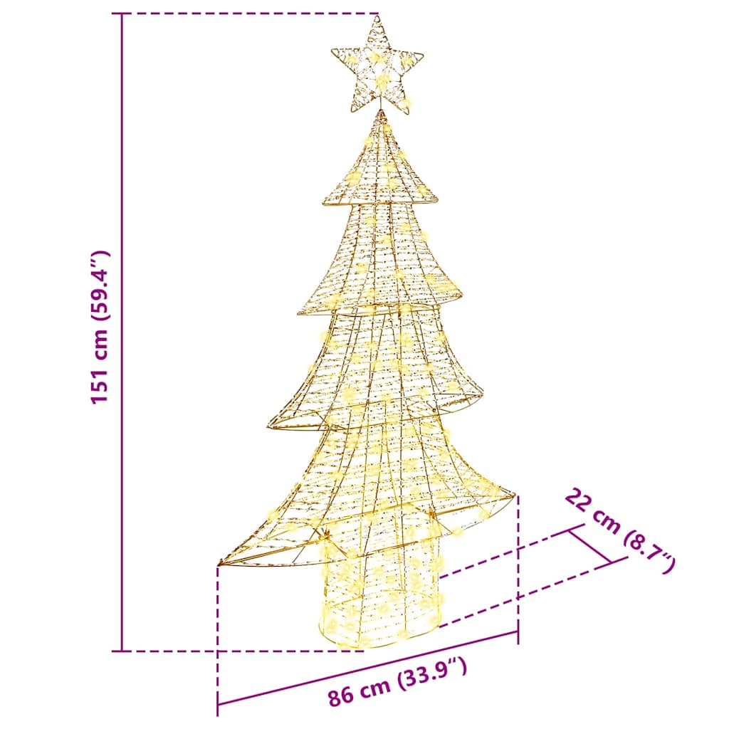 Weihnachtsbaum mit 160 LEDs Warmweiß 151 cm PET