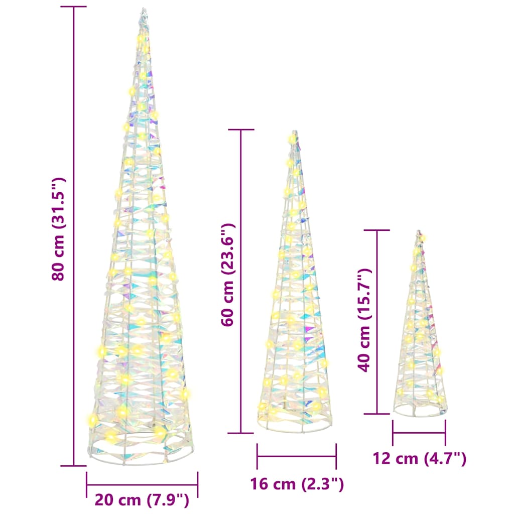 Weihnachtsbaum mit 90 LEDs 3 pcs Warmweiß 20 x 20 x 80 cm PET
