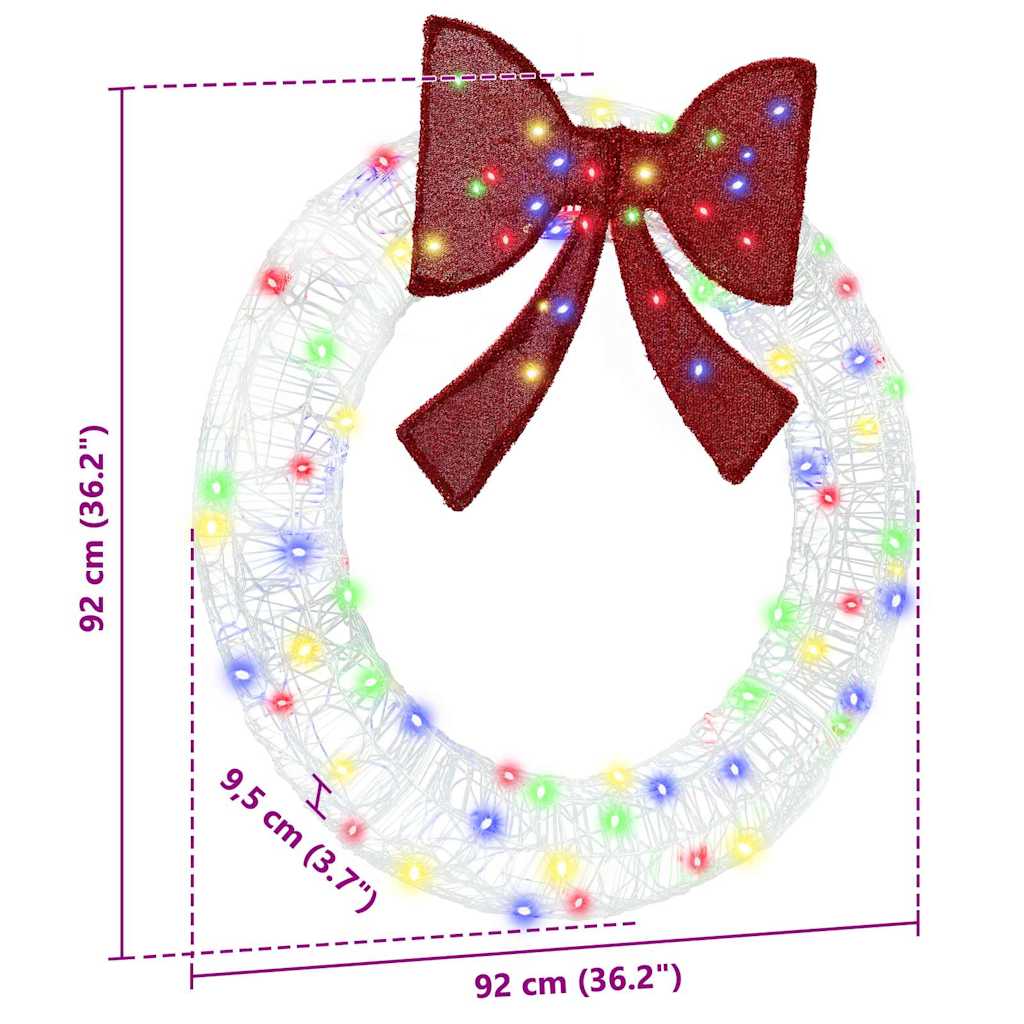 Kranz mit 80 LEDs Mehrfarbig 92 x 92 x 9,5 cm Acryl