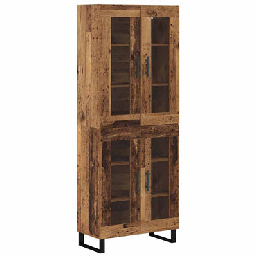 vidaXL Highboard 2 pcs Altholz Engineered Wood und Glas