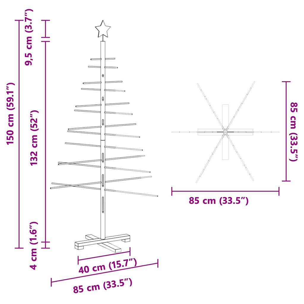 vidaXL Holz Weihnachtsbaum mit Ständer Braun 150 cm Bambus