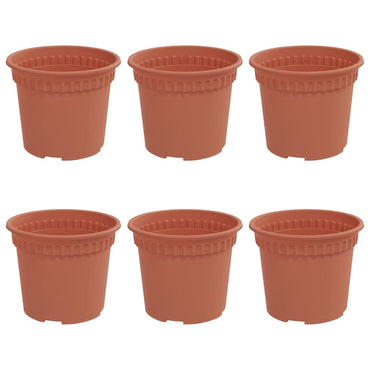 vidaXL Runder Blumentopf 6 pcs Ziegelrot Ø 12,5 x 10 cm Kunststoff