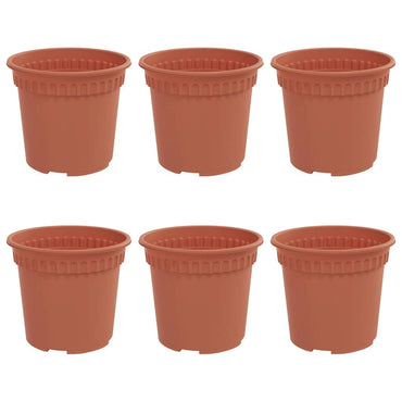 vidaXL Runder Blumentopf 6 pcs Ziegelrot Ø 15 x 12 cm Kunststoff