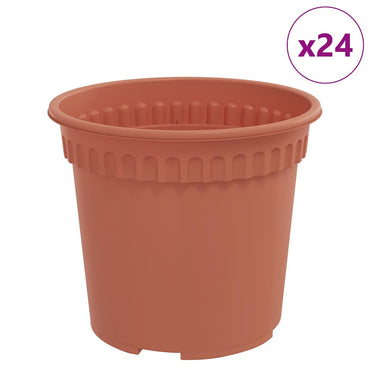 vidaXL Runder Blumentopf 24 pcs Ziegelrot Ø 15 x 12 cm Kunststoff