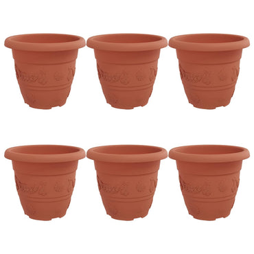 vidaXL Runder Blumentopf 6 pcs Ziegelrot Ø 26 x 21,5 cm Kunststoff