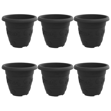 vidaXL Runder Blumentopf 6 pcs Schwarz Ø 26 x 21,5 cm Kunststoff