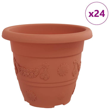 vidaXL Runder Blumentopf 24 pcs Ziegelrot Ø 26 x 21,5 cm Kunststoff
