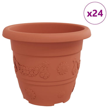 vidaXL Runder Blumentopf 24 pcs Ziegelrot Ø 26 x 21,5 cm Kunststoff