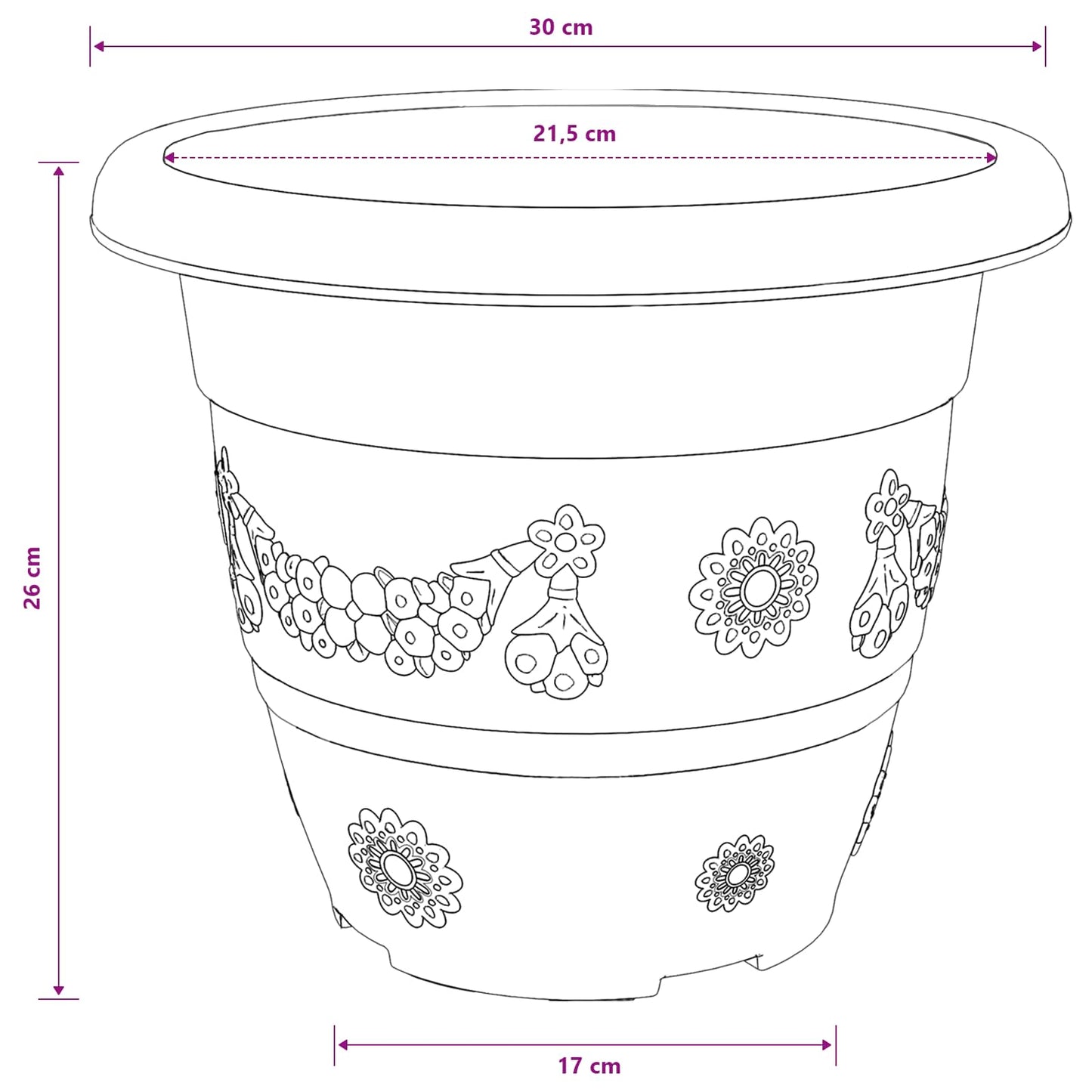 vidaXL Runder Blumentopf 24 pcs Ziegelrot Ø 26 x 21,5 cm Kunststoff
