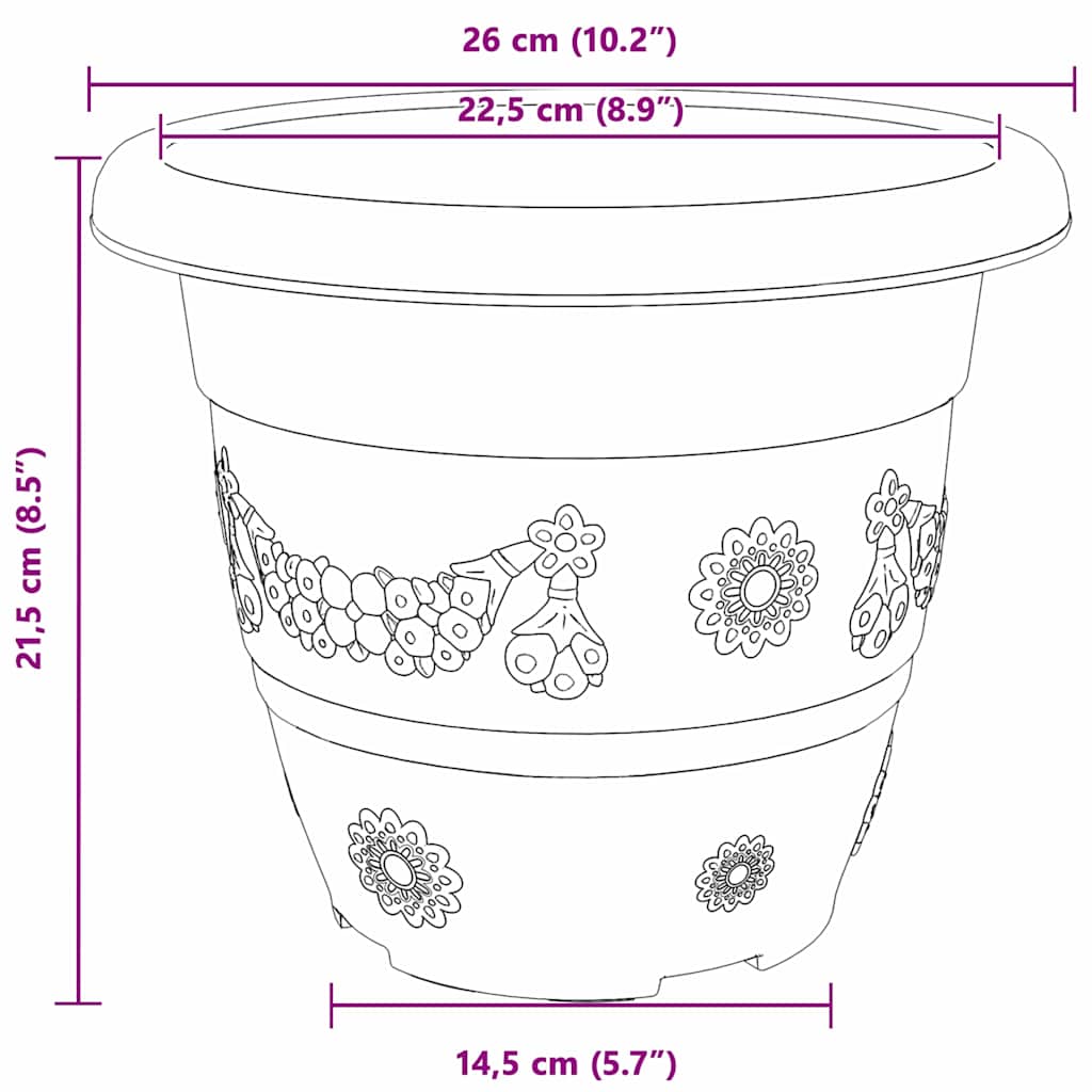 Runder Blumentopf 24 pcs Schwarz Ø 26 x 21,5 cm Kunststoff