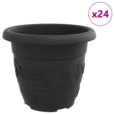 vidaXL Runder Blumentopf 24 pcs Schwarz Ø 26 x 21,5 cm Kunststoff