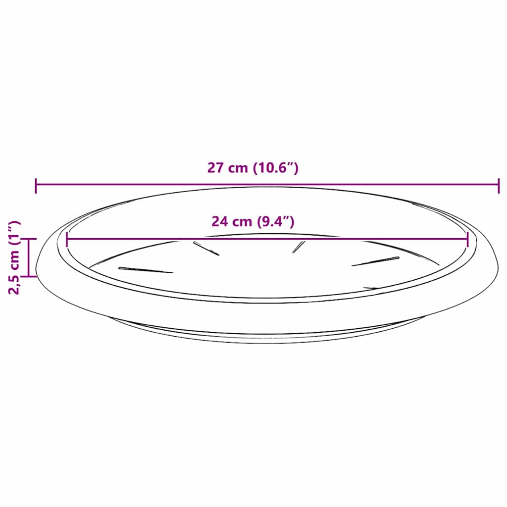 vidaXL Runde Blumenplatte 6 pcs Ziegelrot Ø 27 x 2,5 cm Kunststoff