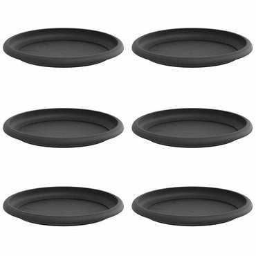 vidaXL Runde Blumenplatte 6 pcs Schwarz Ø 19 x 2 cm Kunststoff