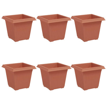 vidaXL Quadratischer Blumentopf 6 pcs Ziegelrot 16 x 16 x 14 cm