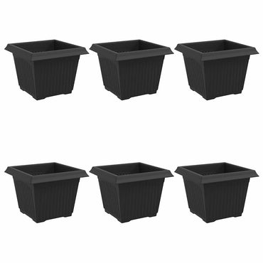 vidaXL Quadratischer Blumentopf 6 pcs Schwarz 23 x 23 x 17,5 cm