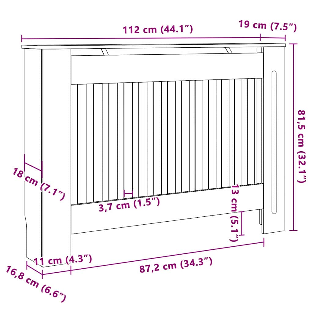 Heizkörperabdeckung 2 pcs Braun 112 x 19 x 81,5 cm
