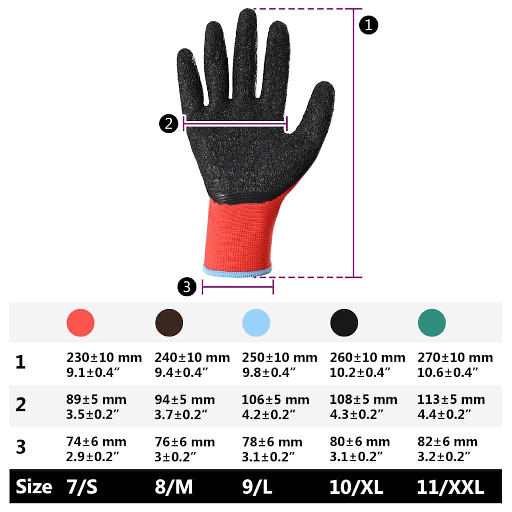 Arbeitshandschuhe 24 pcs Rot und Schwarz 9 / l Latexbeschichtung