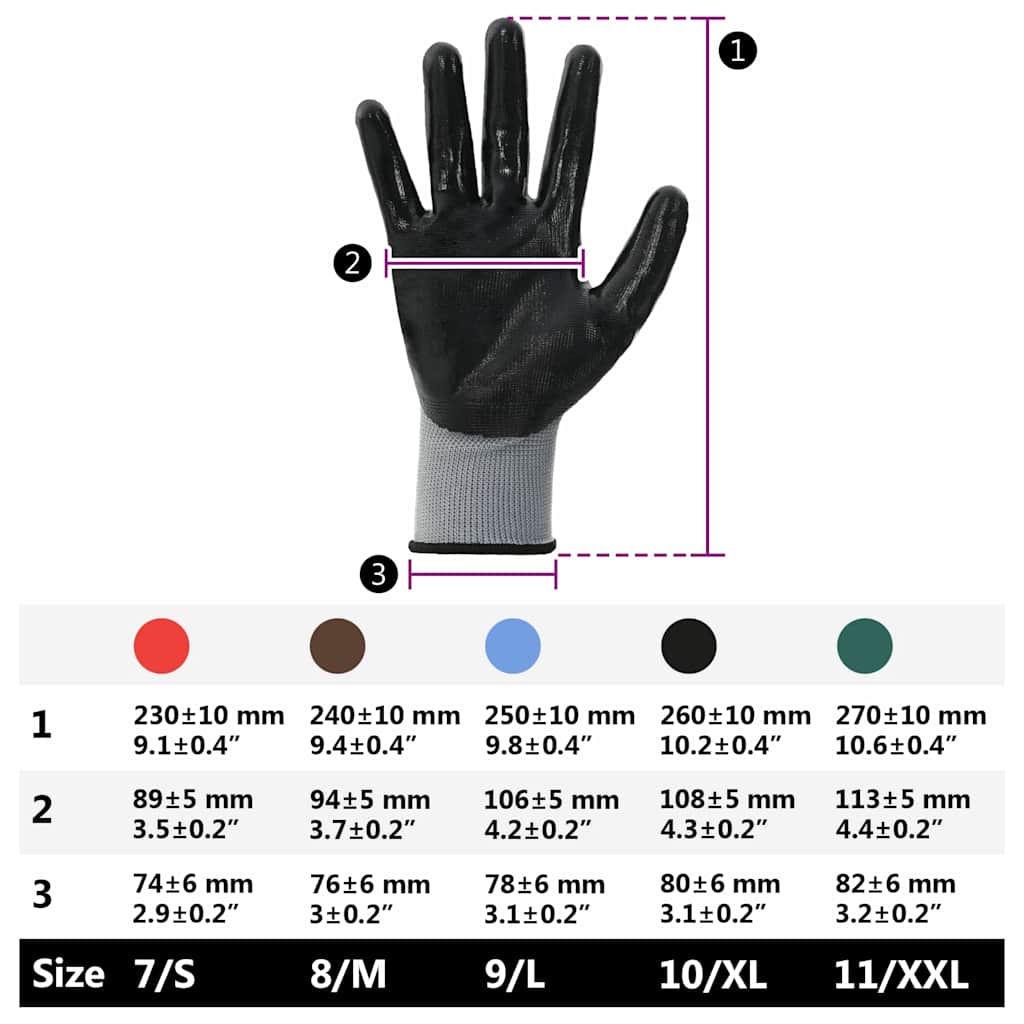 Arbeitshandschuhe 12 pcs Grau und Schwarz 10 / XL Polyester