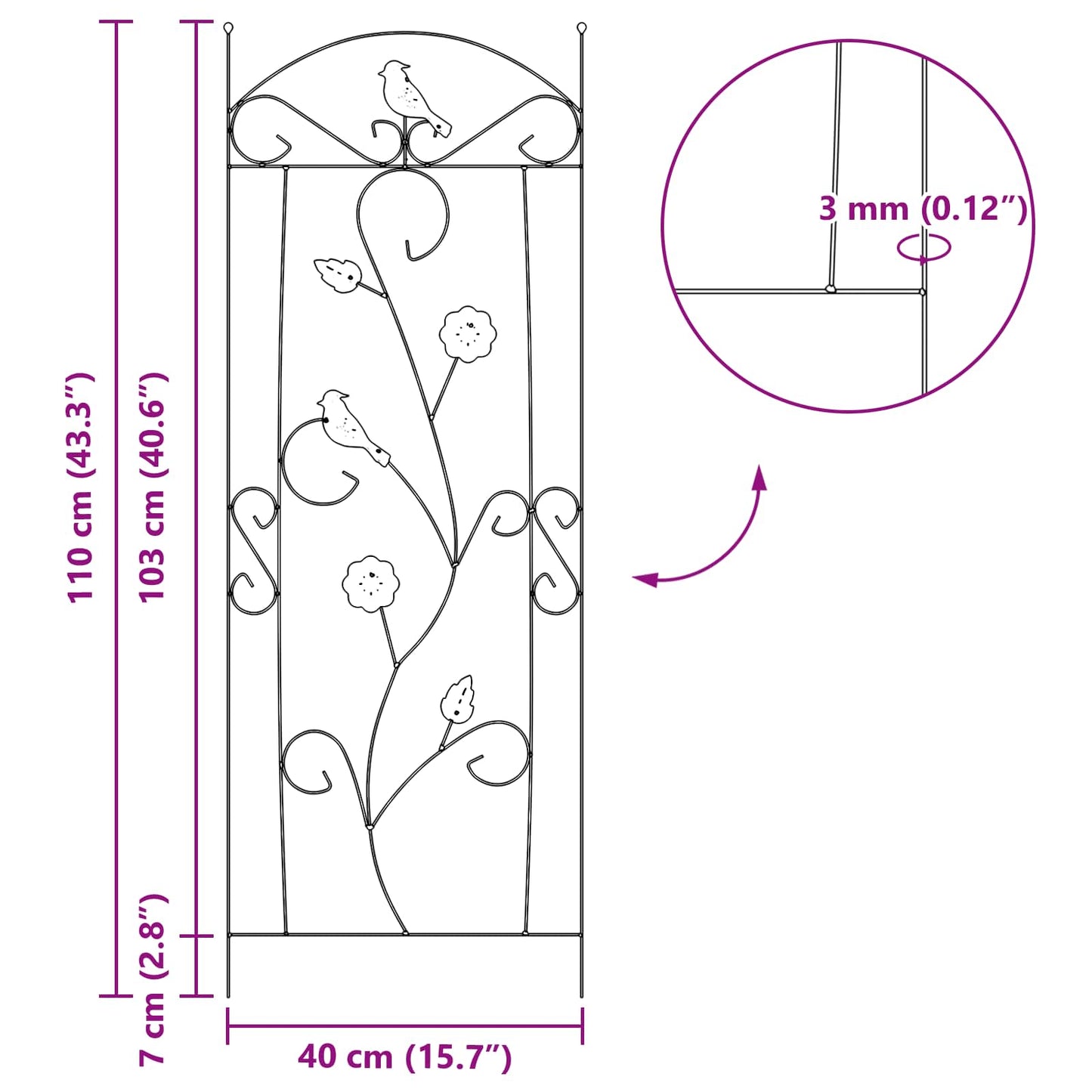 Gartenzaun 3 pcs Grün 110 x 40 cm Stahl