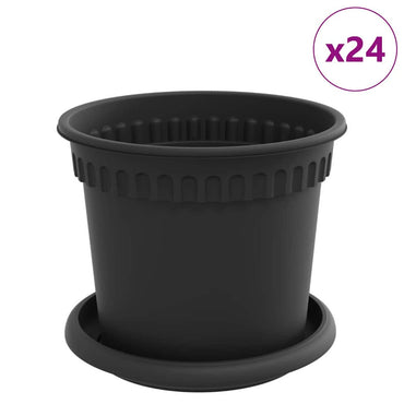 vidaXL Blumentöpfe 24 pcs Schwarz Ø 15 x 12 cm Kunststoff