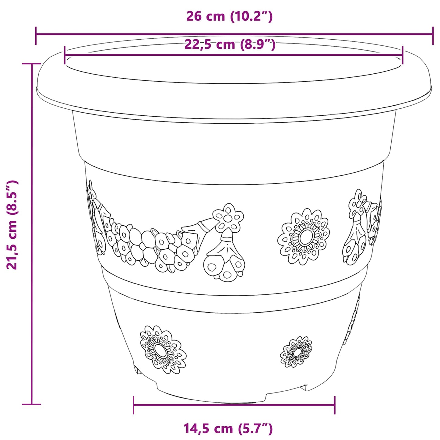 Blumentöpfe 6 pcs Ziegelrot Ø 26 x 21,5 cm Kunststoff