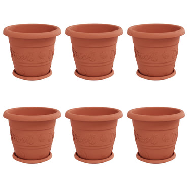 vidaXL Blumentöpfe 6 pcs Ziegelrot Ø 26 x 21,5 cm Kunststoff