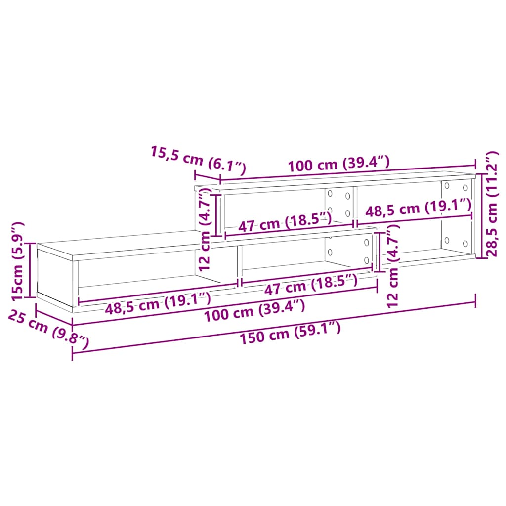 vidaXL WandTVStand 150x25x28,5cm Holzwerkstoff