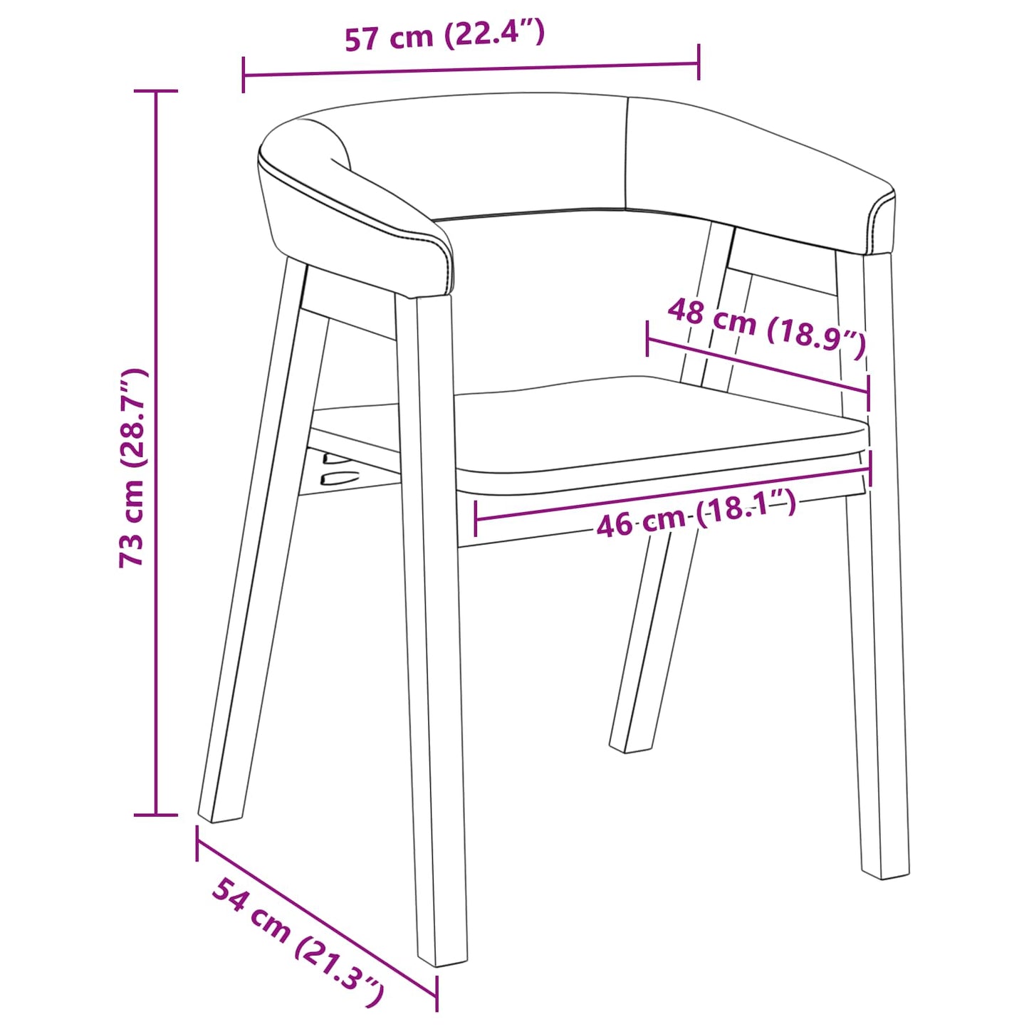 vidaXL Esszimmerstühle 2 pcs Weiß 54 x 57 x 73 cm Massives Gummiholz