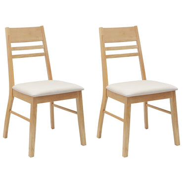 vidaXL Esszimmerstühle 2 pcs Natur 43 x 54 x 89 cm Massives Gummiholz