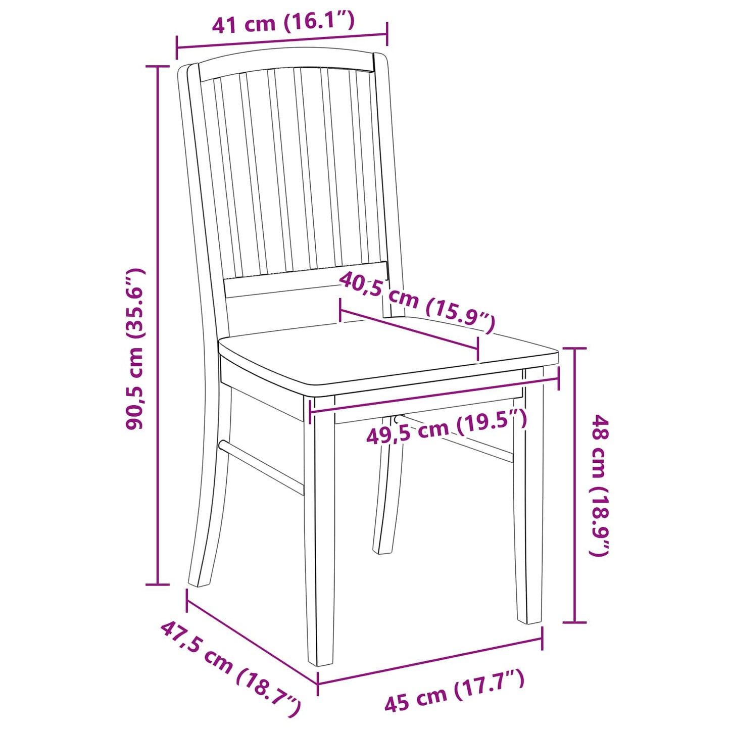 vidaXL Esszimmerstühle 2 pcs Weiß 50 x 52,5 x 91 cm Massives Gummiholz