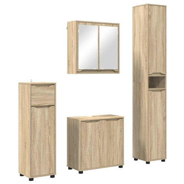 vidaXL Badezimmermöbel-Set mit Regal 4 pcs Sonoma-Eiche Holzwerkstoff