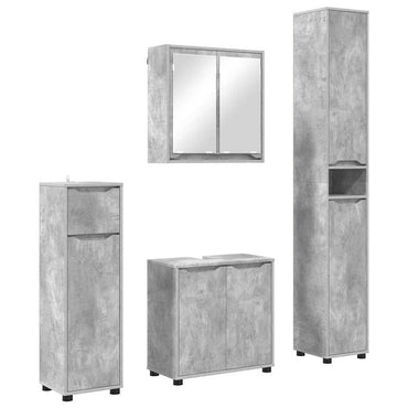 vidaXL Badezimmermöbel-Set mit Regal 4 pcs Beton Grau Holzwerkstoff