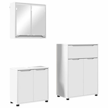 vidaXL Badezimmermöbel-Set mit Schubladen 3 pcs Weiß Holzwerkstoff