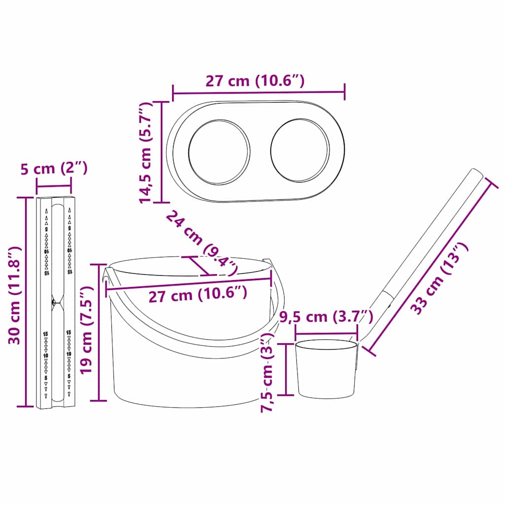 Sauna Zubehör Set 4 pcs Schwarz